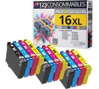 ERYI-- 16Xl - Pack De Cartouches D'Encre Compatible Avec Epson Workforce Wf-2750 Wf-2760 Wf-2660 Wf-2650 Wf-2630 Wf-2540 Wf-2530 Wf-2510 Wf-2010 (4 Noir / 4 Cyan / 4 Magenta / 4 Jaune)