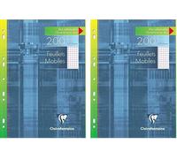 Eryi-17522c Un Étui De Feuillets Mobiles Perforés - A4 21x29,7 Cm - 200 Pages Petits Carreaux Avec Marge - Papier Blanc 90 G - Étui Réutilisable (Lot De 2)