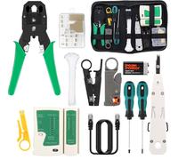 ERYI-18 En 1 Testeur De Network Réseau Câble Kits D'Outil De Réparation D'Ordinateur Maintenance De Testeur De Lan Réseau Du Informatique Pour Rj45/11/12 Avec 17 Connecteurs Et Câble De 2M