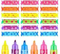 Eryi-18 Pièces Mini Stylos Surligneurs En Forme De Bonbon, Mini Surligneurs Pour Enfants, Surligneurs Pour Fête De Bonbons,Applicable À Pochette Cadeau Anniversaire Enfant, 6 Couleurs