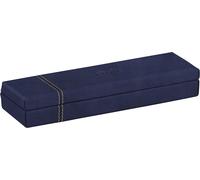 Eryi-194519c - Plumier Bleu Nuit - 21 X 5,5 X 3 Cm - Piqûres Sellier Orange - Extérieur Simili Cuir-Collection Home Office Rama - Organisation De Bureau & Rangement Design