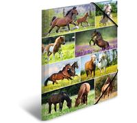 Eryi-19452 Classeur A3 Animal Worlds Horse Meadow Pour Enfant En Carton Avec Impression Intérieure Et Bande Élastique