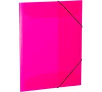 Eryi-19698 Porte-Documents A3 Rose Fluo Translucide En Plastique Robuste, Lavable Et Durable, Organiseur Avec Rabats Intérieurs Et Bande Élastique, Porte-Documents Pour Enfants, Garçons Et Filles