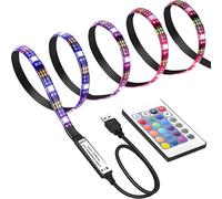 ERYI-1M Striscia Led Dimmerabile, Striscia Led, Telecomando 24 Tasti, Funzionamento A Batteria O Usb, Per Decorazione Interna, Camera Da Letto, Tv, Armadi, Scale, Luminosità Regolabile