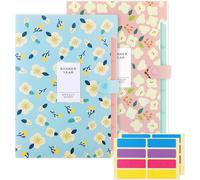 Eryi-2 Pack Trieur À Soufflet A4 Avec Couvercle Extensible Pochettes Pour Documents Avec 6 Compartiments En Polypropylène (Pp) Document Organiseur Pastel Pour Bureau Maison Ecole Bleu&rose