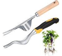 ERYI-2 Pcs Découseur De Mauvaises Herbes À La Main, Découseur En Acier Inoxydable Avec Manche En Bois, Outil De Jardin De Désherbage Manuel, Désherbeur Pour Creuser, Désherber, Ameublir