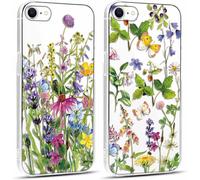 Eryi-2 Pièces Coque Pour Iphone 8/7 / Se 2020 / Se 2022 4,7"", Transparente Souple Silicone Tpu Avec Motif Fleur Papillon Étui Pour Femmes, Antichoc Anti-Rayures Protection Housse Pour Iphone Se
