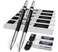 Eryi-2 Pièces Porte-Mines En Métal, Critérium Dessin 2 Mm Avec 10 Tubes Recharges De Mine (Hb 2b 4h 2h 4b), Taille Crayon, Porte Mine Pour Écrire, Croquis