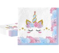 Eryi-20 Pièces Violet Serviettes En Papier Vaisselle Anniversaire À Thème Licorne Pour Filles,33x33cm Tissues Idéal Pour Fêtes D'enfants,Table Décoration Joyeuse -16 Invités