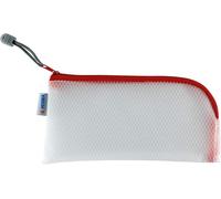 Eryi-20002 Pochette Zippée Étui De Voyage (23 X 11 Cm) Petite Pochette Transparente À Fermeture Zip Pour Portable, Câble De Chargement, Produits Cosmétiques, Crayons, Clés, Trousse De Toilette, Rouge