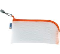 Eryi-20006 Pochette Zippée Étui De Voyage (23 X 11 Cm) Petite Pochette Transparente À Fermeture Zip Pour Portable, Câble De Chargement, Produits Cosmétiques, Crayons, Trousse De Toilette, Orange