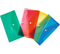 Eryi-20031 Lot De 5 Porte-Documents Din Long Transparents Et Colorés - Petites Pochettes Transparentes Avec Bouton Pression - Enveloppes En Plastique Pour L'école, L'université, Le Bureau, Les