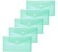 Eryi-20041 Lot De 5 Porte-Documents Din Long Transparent Turquoise Avec Bouton Pression Enveloppes En Plastique Pour L'école, L'université, Le Bureau, Les Voyages