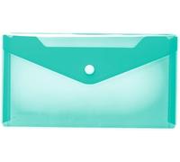 Eryi-20041 Porte-Documents Din Long Transparent Turquoise - Petites Pochettes Transparentes Avec Bouton Pression - Enveloppe En Plastique Pour L'école, L'université, Le Bureau, Les Voyages