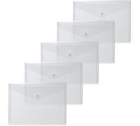 Eryi-20051 Lot De 5 Petites Pochettes Transparentes En Plastique Avec Bouton Pression Pour L'école, L'université, Le Bureau, Les Voyages