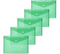 Eryi-20053 Lot De 5 Petites Pochettes Transparentes En Plastique Avec Bouton Pression Vert Transparent Pour L'école, L'université, Le Bureau, Les Voyages