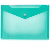 Eryi-20060 Porte-Documents A5 Transparent Turquoise, Petites Pochettes Transparentes Avec Bouton-Pression, Enveloppe En Plastique Pour L'école, L'université, Le Bureau, Les Voyages