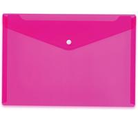 Eryi-20075 Lot De 5 Porte-Documents A4 Rose Transparent Avec Bouton Pression - Enveloppes En Plastique Pour L'école, L'université, Le Bureau, Les Voyages
