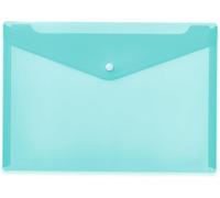 Eryi-20077 Porte-Documents A4 Transparent Turquoise, Petites Pochettes Transparentes Avec Bouton Pression, Enveloppe En Plastique Pour L'école, L'université, Le Bureau, Les Voyages