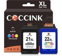 ERYI-21Xl 22Xl Cartouches D'Encre Remplacement Pour Hp 21 Xl 22 Xl Deskjet F380 F370 3930 D2360 D2460 F2180 F2224 F2280 F4180 Psc 1401 1406 1410 Officejet 4315 5610 Fax 1250 3180 Imprimante