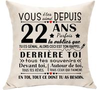 Eryi-22 Ans Cadeaux D'anniversaire Pour Fille Ou Garçon Vous Été Aimé Depuis 22 Ans Décoration Housse De Coussin Pour 22e Homme Femme S?Ur Frère Petite Amie Petit Ami Coussin Souvenir (22)