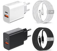 Eryi-2pack 25w Chargeur Usb C Rapide Et Câble Pour Samsung Galaxy A55 5g/A25 A35 A15 A56 A26 A05s A54 A53 A52 A52s A34 A33 A23 A22 A14 A13/S24 Plus/S23 Fe S22 S21 Iphone 15 Pro Max,Prise Adaptateur S