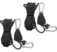 Eryi-2pcs 4m Corde De Tente Réfléchissante Avec Tendeur De Corde Et Crochet, 4mm Cordes À Cliquet, Corde De Camping Légère, Paracorde Corde Pour Camping, Auvent, Tente, Randonnée Extérieur (Noir, 4)