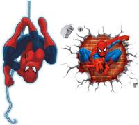 Eryi-2pcs Stickers Muraux Spider-Man 3d Effect Autocollants Chambre Decor Décoration Sticker Adhesif Mural Géant Répositionnable Stickers Muraux Enfants