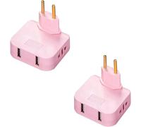 ERYI-2X Multiprise Plate Derriere Meuble 2 Usb + 2 Prise Prises Plate Avec Connexion Pivotante 180º Multiprise Murale Avec Adaptateur Eu-Us - 10A/250V Prise Murale Avec Usb Plat
