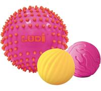 ERYI-- 3 Balles Sensorielles Souples Texturées - Jouet D'Éveil Bébé - Dès 6 Mois - Développe Le Toucher, La Motricité Fine & Le Bien-Être - Diamètre : 8 & 15 Cm - Rose & Jaune