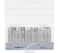 ERYI-30Pcs 2.35Mm Tige Jeu De Fraises Diamantées Titane Enduit Fraises À Limes Rotatives Accessoires Kit Pour Outils De Meulage Rotatif Polissage Sculpture En Pierre Bijoux Verre Céramique