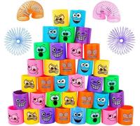 ERYI-36Pièces Jouets Ressorts,Mini Ressort Jouet Enfant Avec Des Visages Drôles, Rainbow Spiral Bobine,Ressorts Magiques,Enfant Jouets Fantaisie Et Gadgets,Orange, 6 Couleurs Au Total¿31*19*3.8¿