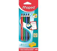 Eryi-- 4 Crayons De Couleur Pour Ardoise Marker'peps Wood + Taille-Crayons - Format Jumbo, Corps Triangulaire - Mine Grasse, Bis Fsc - Effaçables À Sec - 4 Couleurs Assorties