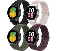Eryi-4 Pcs Bracelets Nylon Tressés Pour Samsung Galaxy Watch 7/6/5/4/Fe 40mm 44mm/Watch 6 Classic 43mm 47mm/5 Pro 45mm/4 Classic 42mm 46mm20mm Élastique Ajustable Sports Bracelet Pour Femme Homme