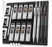 Eryi-4 Pièces Porte-Mines 0,5 Mm Et 0,7 Mm Avec Étui, Ensemble De Crayons D'artiste En Métal Mp1000 Avec Recharges, Gommes, Pour L'écriture Artistique, Le Dessin, Le Noir Et L'argent