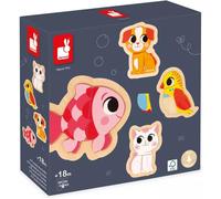 ERYI-- 4 Puzzles En Bois De 2 À 5 Pièces - Puzzles Animaux De Compagnie - Jouets Enfant - Jeux Éducatifs - Jouets Premier Age - Dès 18 Mois, J07115