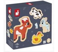 ERYI-- 4 Puzzles En Bois De 2 À 5 Pièces - Puzzles Animaux De La Ferme - Jouets Pour Enfant - Jeux Éducatifs - Jouets Eveil - Dès 18 Mois, J07114