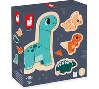 ERYI-- 4 Puzzles Evolutifs Dino En Bois Fsc De 2 À 5 Pièces - Jouets Pour Enfant - Jeux Éducatifs - Jouets Premier Age - Dès 18 Mois, J05824