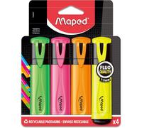 Eryi-- 4 Surligneurs Fluo¿Peps Aux Couleurs Éclatantes - Surligneurs Longue Durée Pour Usage Scolaire Et Professionnel - Vert + Rose + Jaune + Orange
