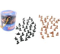 ERYI-- 400 Petits Soldats - Soldats - 080228 - Kaki - Plastique - Militaire - Jouet Enfant - Miniature - 3,5 Cm X 3,5 Cm - À Partir De 3 Ans, Marron Et Vert