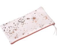 Eryi-400066c - Trousse Scolaire Plate 22x11cm En Véritable Cuir D'agneau, Daim Cosmicuir Cuivre