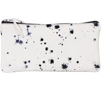 Eryi-410116c - Trousse Scolaire Plate 22x11cm En Véritable Cuir D'agneau, Daim Cosmicuir Bleu Foncé