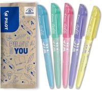 Eryi-- 5 Frixion Light Soft - Surligneurs Effaçables Aux Couleurs Pastel - Bleu, Vert, Rose, Violet, Jaune - Pointe Biseautée Pour Tracé Fin Ou Large