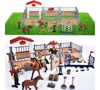 Eryi-55 Pièces Jouets Pour L'écurie Ferme Cheval Jouet Set, Jouet Chevaux Avec Figurine Cheval Clôture Cadeaux De Noël Anniversaire Pour Enfants Garçon Fille