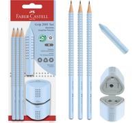 Eryi-580074 - Set De Crayons Grip Sky Blue, Avec Taille-Crayon Et Gomme, Set D'écriture 5 Pièces