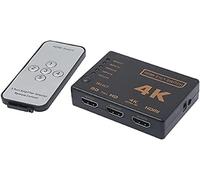 ERYI-590463 - Switch Hdmi - Multiprise Hdmi - 5 Entrées Et 1 Sortie - Pour Résolutions 4K Et 3D - Compatible Lecteur Blu-Ray, Vidéo Projecteur, Home Cinéma, Pc, Etc. - Avec Télécommande - Noir