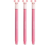 Eryi-599032 - Erasable Pig, 3 Animal Erase It Pens, 0.7 Mm Blue Gel Pen