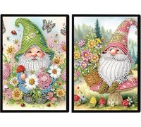 Eryi-5d 2 Pack Peinture Diamant Carnet De Notes A5 Gnome Nain Blanc Diamant Painting Journal Intime Fille Diamond Painting Carnet[2601]