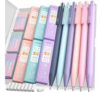 Eryi-6 Porte-Mines Pastel 0,5, 0,7, 0,9 Mm Avec Étui, Criterium Dessin Avec 12 Tubes De Recharges De Mines, 3 Gommes, Pour Effacer L'écriture, Le Dessin, Les Croquis, Couleurs Bleu, Rose Et Violet