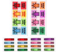 Eryi-600pcs/6 Paquets Sign Here Autocollant, Signer Ici Drapeaux Onglets Fléchés Autocollants Onglets De Signature Pour Documents Cahiers Fournitures Scolaires Bureau À Domicile (Rouge, Orange)
